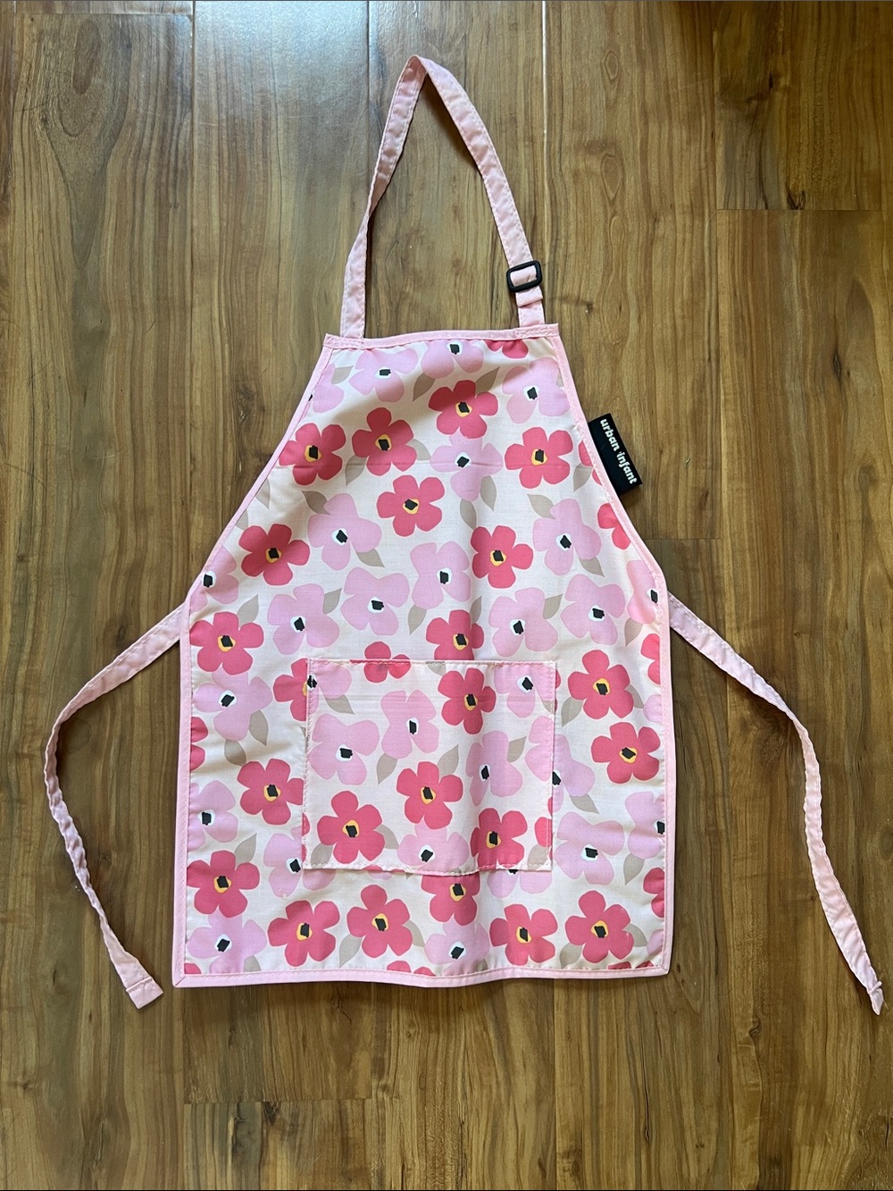 Pink Floral Kids Apron with Front Pocket